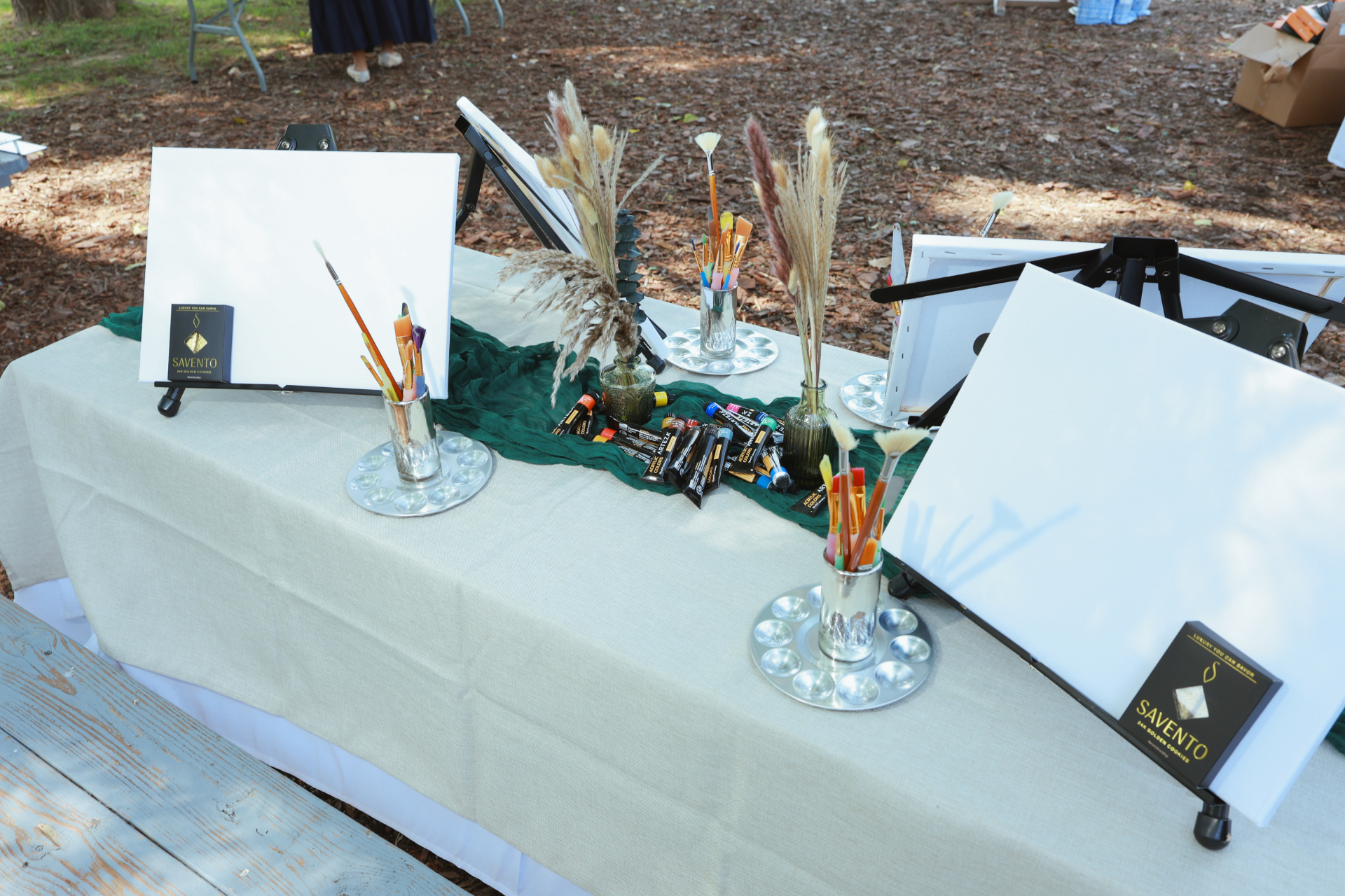 Prepared canvases and painting tools set for an ELARTĒ event